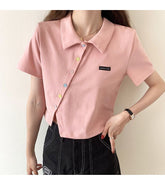 Short Sleeve Irregular Button Shirt